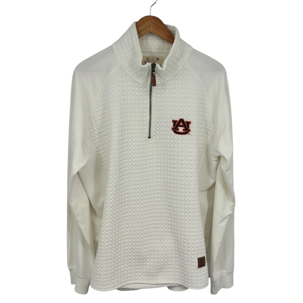 Pressbox Auburn Tigers Quilted Quarter Zip Pullover Sweatshirt Cream XL